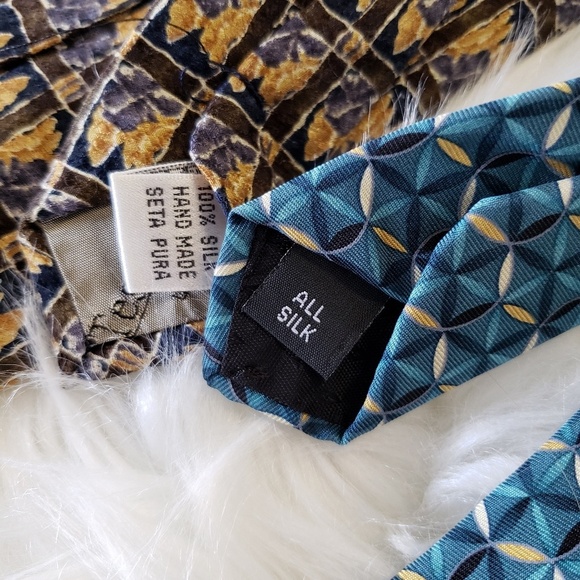 Men's Vintage 90's Silk Abstract Geometric Print Ties - Picture 6 of 6